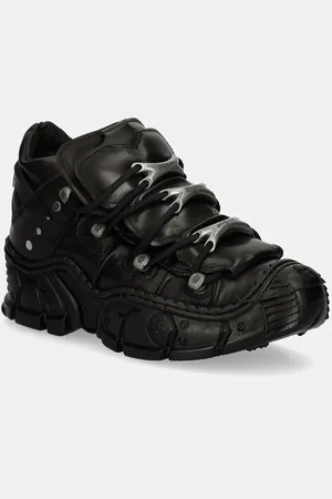 New Rock Sneakers in pelle CRUST NEGRO + LUXOR NEGRO + IMPACT NEGRO colore M-IMPACT016-C11