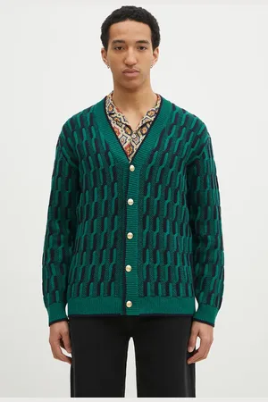 Drôle de Monsieur Cardigan in lana Le Cardigan Torsades Bicolore colore F-CA150-WO018-DGN