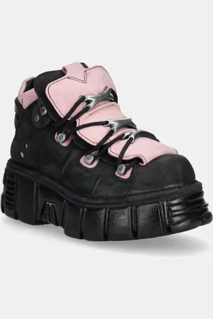 New Rock Scarpe da ginnastica in nubuck Nobuck Negro + Nobuck Rosa + Tower Negro Lateral colore M-106-C26