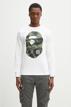 A Bathing Ape Top a maniche lunghe in cotone 1St Camo Big Ape Head colore 1K80111018