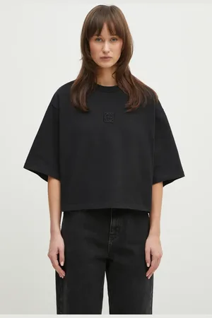 ANINE BING T-shirt in cotone Myers Cropped Tee Framed Monogram donna colore A.08.10920