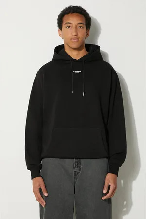 Drôle de Monsieur Felpa in cotone Le Hoodie Slogan a Poche Classique uomo colore con cappuccio PERM-HO161-CO127-BL