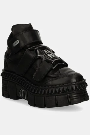 New Rock Sneakers in pelle CRUST NEGRO NEGRO + TOWER CASCO NEGRO colore M-WALL285-S3