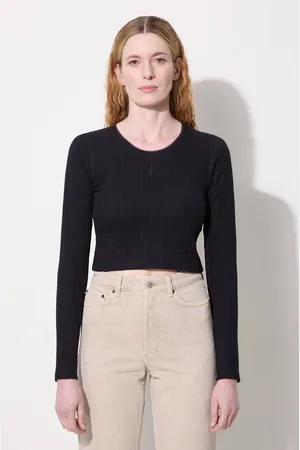 J.W.Anderson Top a maniche lunghe in cotone Cropped Anchor Embroidery Longsleeve Top colore JO0211.PG1501.999