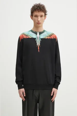 MARCELO BURLON Felpa in cotone Icon Wings Regular Crewneck Black Multic uomo colore CMBA009S25FLE0011084