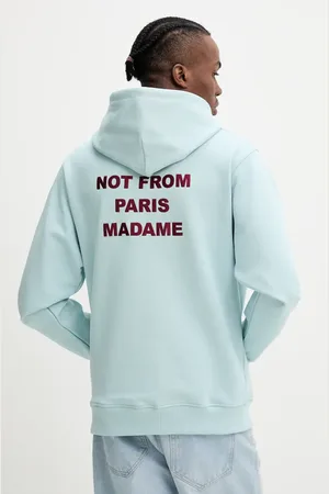 Drôle de Monsieur Felpa in cotone Le Hoodie Slogan uomo colore con cappuccio G-HO162-CO127-LBE