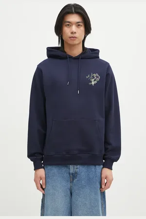 Drôle de Monsieur Felpa in cotone Le Hoodie Slogan Esquisse uomo colore con cappuccio con applicazione G-HO150-CO127-NY