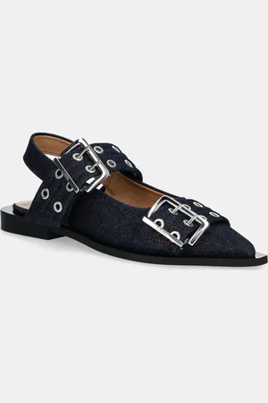 Ganni Ballerine Feminine Buckle Ballerina Denim colore S2797