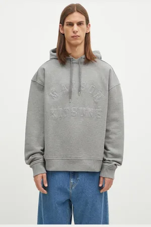 Maison Kitsuné Felpa in cotone Varsity uomo colore con cappuccio con applicazione NM00702KM0326