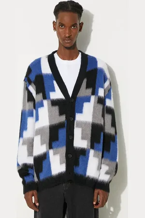 MARCELO BURLON Cardigan con aggiunta di lana AOP Damier Cross Knit Cardigan colore CMHB001F24KNI0010645