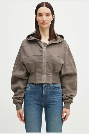 Rick Owens Rick Owens felpa in cotone Collage Gimp donna colore grigio con cappuccio DS01E3233.F