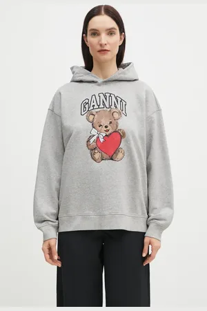 Ganni Felpa in cotone Isoli Bear Oversized donna colore con cappuccio T4162