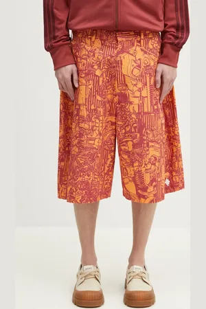 MARCELO BURLON Pantaloncini in cotone Aop Mech Pajama Shorts Orange Burgundy uomo colore CMCB00AS25FAB0012028