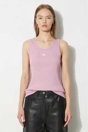 Maison Kitsuné Top in cotone Baby Fox Patch Ribbed Tank Top colore MW00121KJ0125