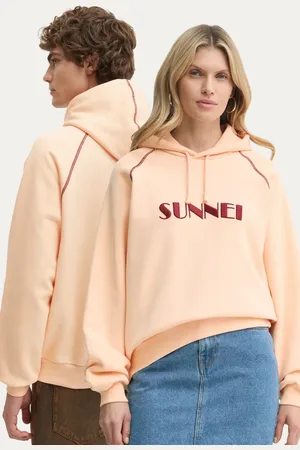 SUNNEI Felpa in cotone colore con cappuccio con applicazione RTWXJER017