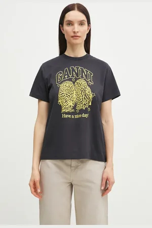 Ganni T-shirt in cotone Basic Jersey Owls Relaxed donna colore T4059