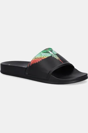 MARCELO BURLON Ciabatte slide Icon Wings Sliders Black Multicolor colore CMIC001S25MAT0011084