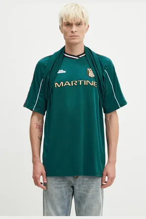 MARTINE ROSE T-shirt Celebration Football Top colore verde con applicazione 135JT01400