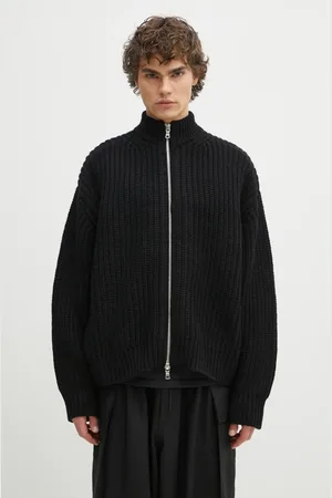 Mki Miyuki-Zoku Cardigan con aggiunta di lana Chuky Rib Knit Track Jacket uomo colore CHUKY.RIB.KNIT.TRACK.BL