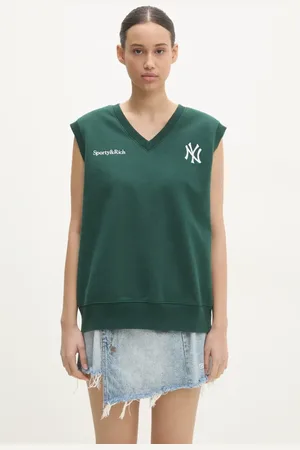 Sporty & Rich Gilè in cotone Yankees Serif V-Neck colore con applicazione ST045505300GR10