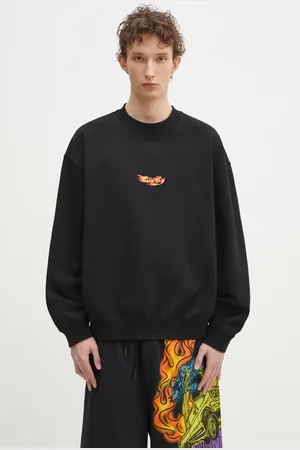 MARCELO BURLON Felpa in cotone County Flame Boxy Crewneck Black Red uomo colore CMBA09CS25FLE0051025