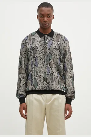 Wacko Maria Maglione con aggiunta di seta Python Knit Polo Shirt colore 24FW-WMK-KN14