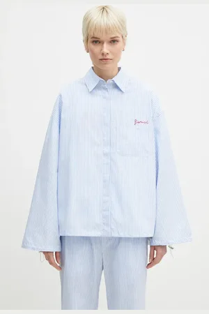 Fiorucci Camicia in cotone Striped Embroidered Drawstring Shirt donna colore W02SPTLO170CO01BL02