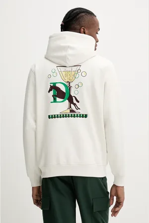 Drôle de Monsieur Felpa in cotone Le Hoodie Polo colore con cappuccio con applicazione G-HO178-CO200-OW