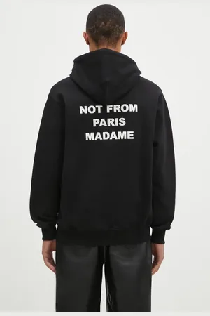 Drôle de Monsieur Felpa in cotone Le Hoodie Slogan uomo colore con cappuccio PERM-HO162-CO127-BL