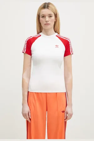 adidas T-shirt in cotone Adicolor 3 Stripe Raglan Slim Tee donna colore JD0835