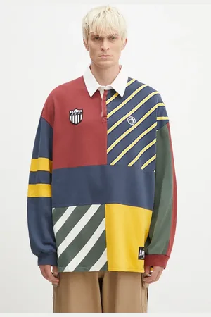 AMBUSH Felpa in cotone Patchwork Rugby Shirt uomo con applicazione BMGC004F24JER0018484