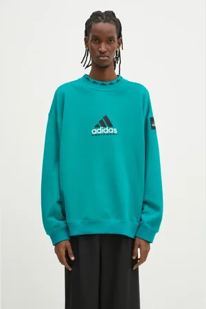adidas Felpa Equipment Reflective Crew Neck uomo colore verde con applicazione JN7146