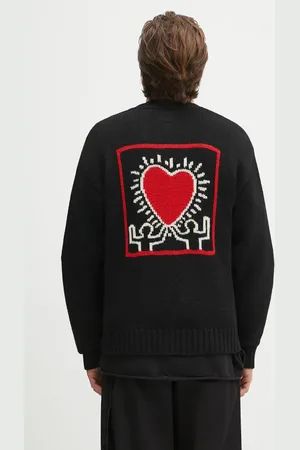 Wacko Maria Cardigan in lana x Keith Haring colore KH.WM.KN02