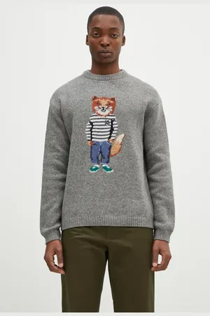 Maison Kitsuné Maglione in lana Dressed Fox Intarsia uomo colore NM00809KH0002