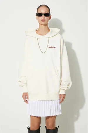 AMBUSH Felpa in cotone Ballchain Hoodie donna colore con cappuccio con applicazione BWBB001F24FLE0013128