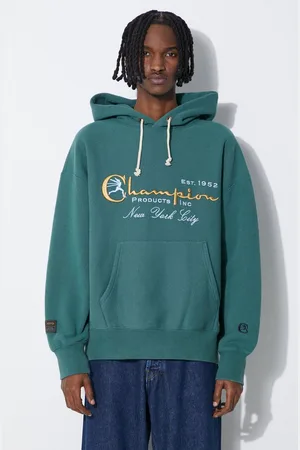 Champion Felpa uomo colore con cappuccio con applicazione 219997