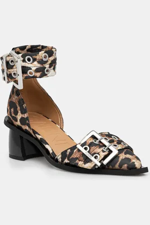 Ganni Decolletè Feminine Buckle Open Cut Pump Satin Print colore S2863