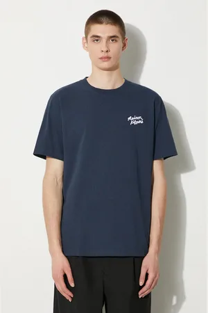 Maison Kitsuné T-shirt in cotone Handwriting Comfort Tee Shirt uomo colore con applicazione MM00126KJ0118