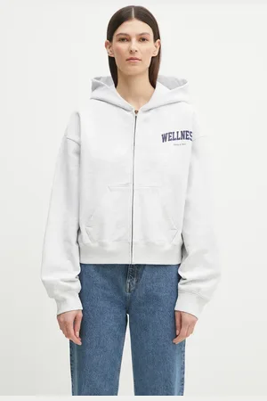 Sporty & Rich Felpa Wellness Ivy Cropped Zip donna colore con cappuccio ST068514001GY03