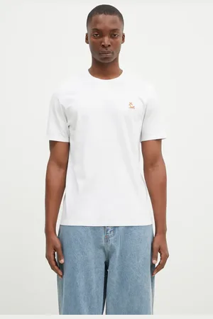 Maison Kitsuné T-shirt in cotone Chillax Fox Patch Regular Tee Shirt uomo colore con applicazione LM00110KJ0008