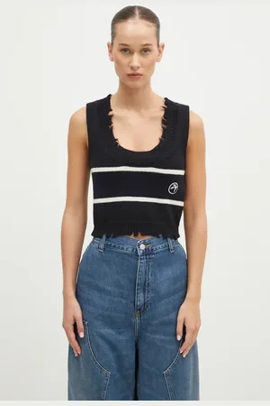 AMBUSH Gilè in cotone Destroyed Rib Round Neck colore BWHT003F24KNI0011031