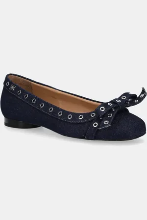 Ganni Ballerine Eyelets Bow Ballerina Denim colore S2756