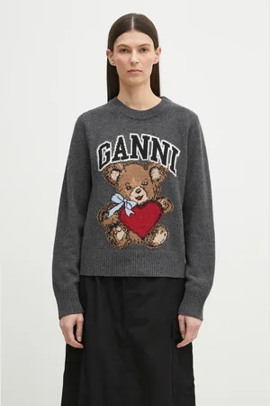 Ganni Maglione Graphic Wool Mix Bear Crewneck donna colore K2370