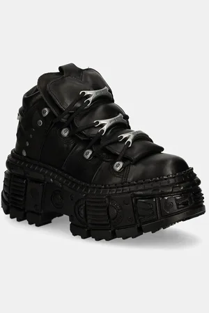 New Rock Sneakers in pelle CRUST NEGRO + TANK CASCO NEGRO colore M-WALL106-S12