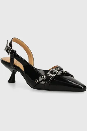 Ganni Tacchi a spillo Eyelets Open Kitten Heel Pump Naplack colore S2638