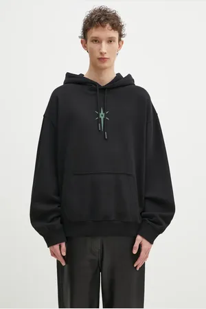MARCELO BURLON Felpa in cotone County Goth Boxy Hoodie Black Deep Green uomo colore con cappuccio CMBB10CS25FLE0021052
