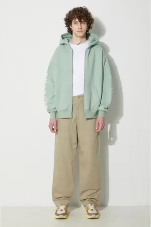 Pleasures Felpa Oe Zip Up Hoodie uomo colore con cappuccio con applicazione P23W038.MATCHA