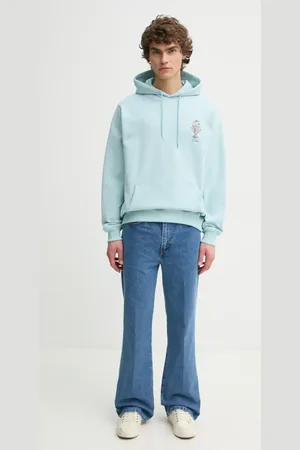 Drôle de Monsieur Felpa in cotone Le Hoodie Vase uomo colore con cappuccio con applicazione F-HO174-CO127-LBE