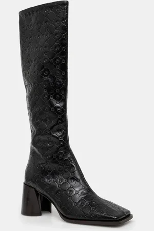 Marine Serre Stivali in pelle Moonogram Embossed Leather Ms Block High donna colore WFW038A.CLEA0051