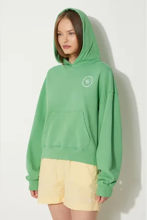 Sporty & Rich Felpa in cotone SRHWC Cropped Hoodie donna colore con cappuccio WS070S405SV